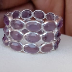 Natural Amethyst Ring, Eternity Band Ring, Solid 925 sterling silver, Amethyst Eternity Band Ring, Birthstone Silver Ring, Eternity Ring