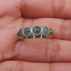 Handmade Emerald Eternity Band Ring: 925 Sterling Silver