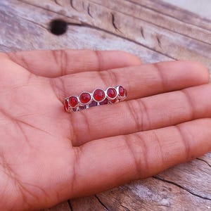 Handmade Ruby Eternity Band Ring: 925 Sterling Silver