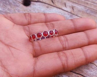 Handmade Ruby Eternity Band Ring: 925 Sterling Silver