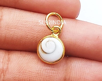 18K Yellow Gold Shiva Eye Charm Pendant: Natural Gemstone Necklace