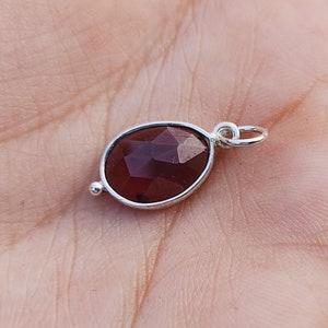Garnet Silver Pendant, Gemstone Necklace , Solid 925 Sterling Silver Necklace,  Natural Red Garnet Necklace ,Gift For Her
