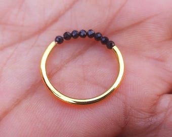 Handmade 18k Gold Black Spinel Ring: Minimalist Gemstone Jewelry