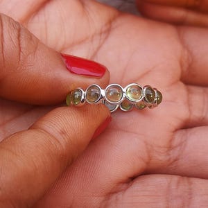 Handmade Peridot Full Eternity Band Ring: 925 Sterling Silver