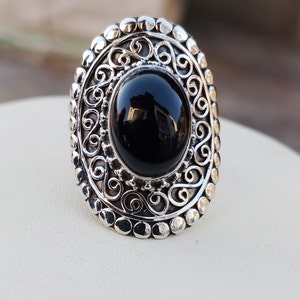 Black Onyx Sterling Silver Ring: Designer Women&#39;s Jewelry
