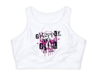 Grapple like a Girl Fully Lined, Padded Sports Bra - White