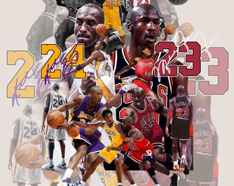 Premium Michael Jordan Kobe Bryant NBA Single File High Resolution PNG DTF