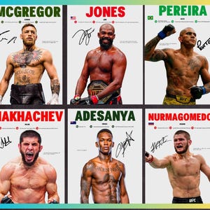 Premium Wall Art UFC Legends Posters, MMA Fighters Wall Art 6 pack (Digital Download)