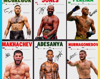 Premium Wall Art UFC Legends Posters, MMA Fighters Wall Art 6 pack (Digital Download)