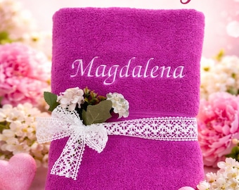 Handtuch mit Namen Bestickt-Wunschtext Personalisiertes Gäste+Handtuch Duschtuch Badetuch Saunahandtuch.Günstiger Personalisierte Geschenke