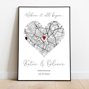 Where We Met Map, Where it all began, Couple Map, Gift for her, Gift for him, Personalized Map Custom Map Anniversary Gift DIGITAL DOWNLOAD