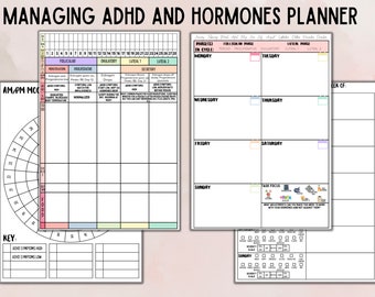 ADHS Planer Printable | Zyklusrückverfolgungskalender | Mit Hormonen zu ADHS zu handhaben |ADHS Planer mit Zyklus-Tracker |