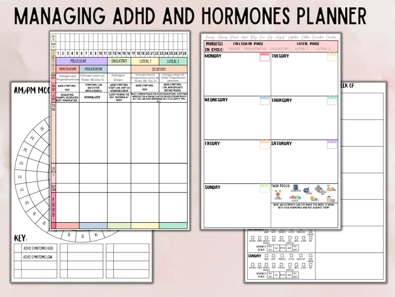 ADHD Planner Printable Cycle Tracking Calendar Using Hormones to Manage ...