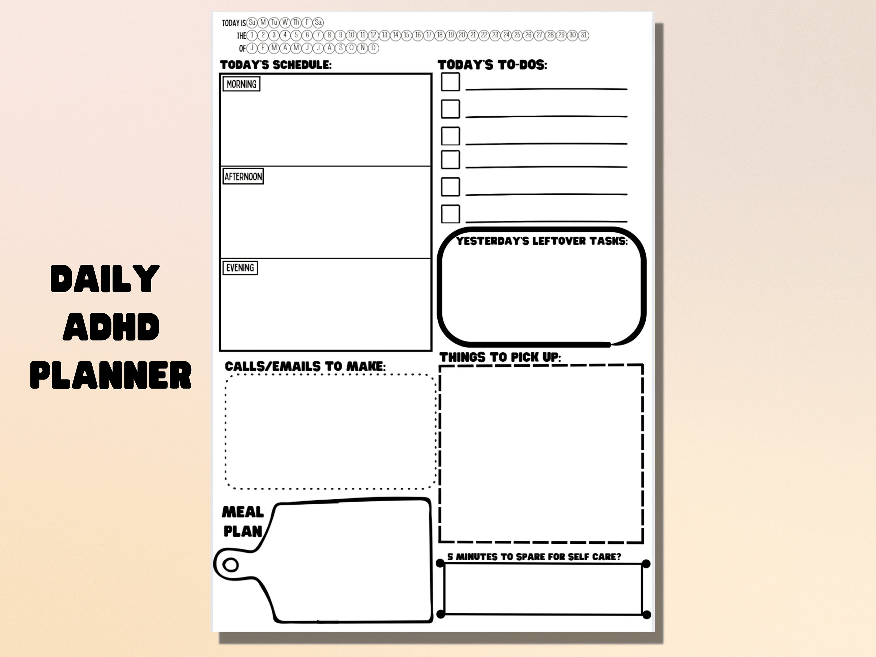 2023 ADHD Planner Printable ADHD Planner Print DWM Bundle 2023