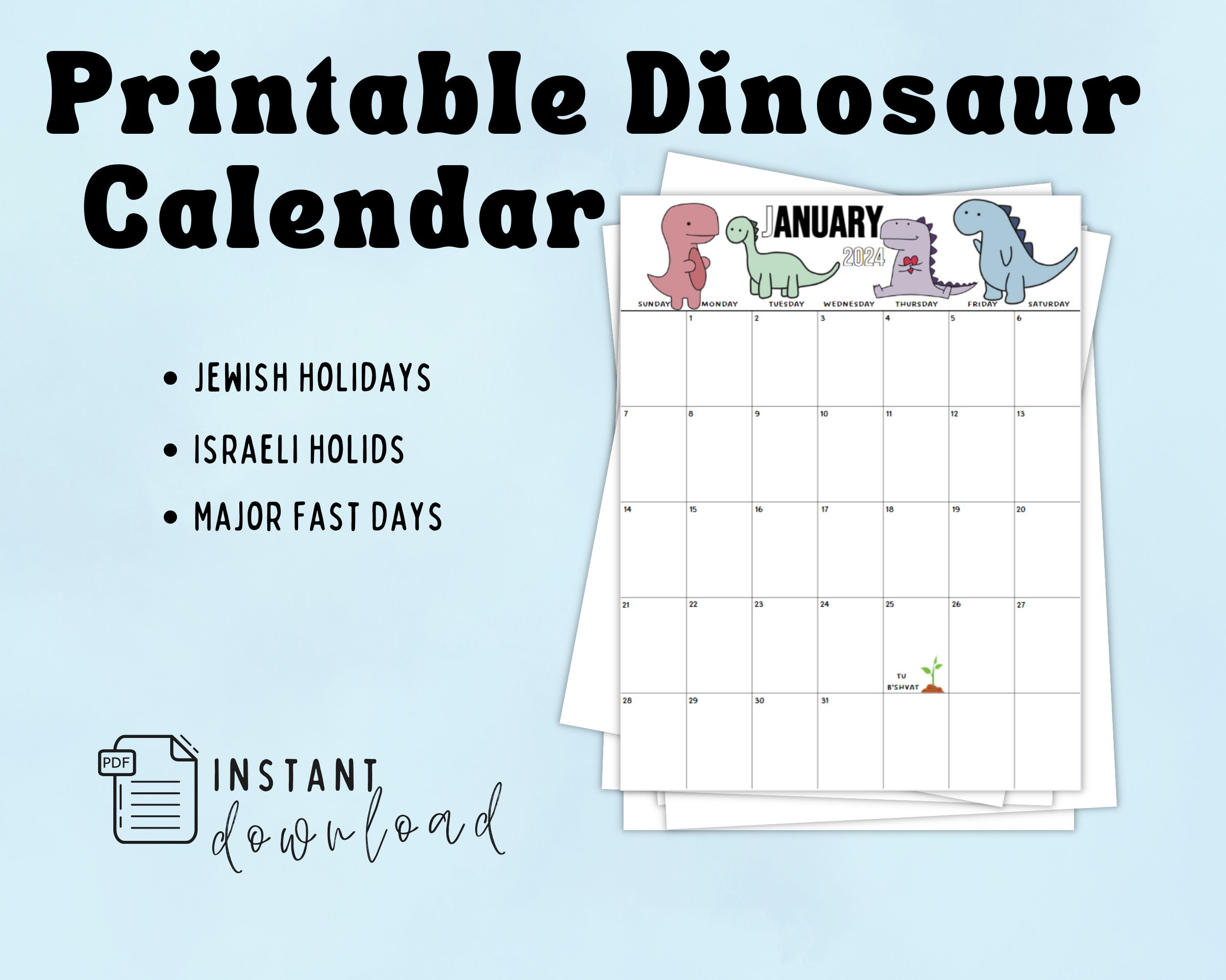 Dinosaur Calendar Printable 2024 Calendar Cute Dinosaur Calendar