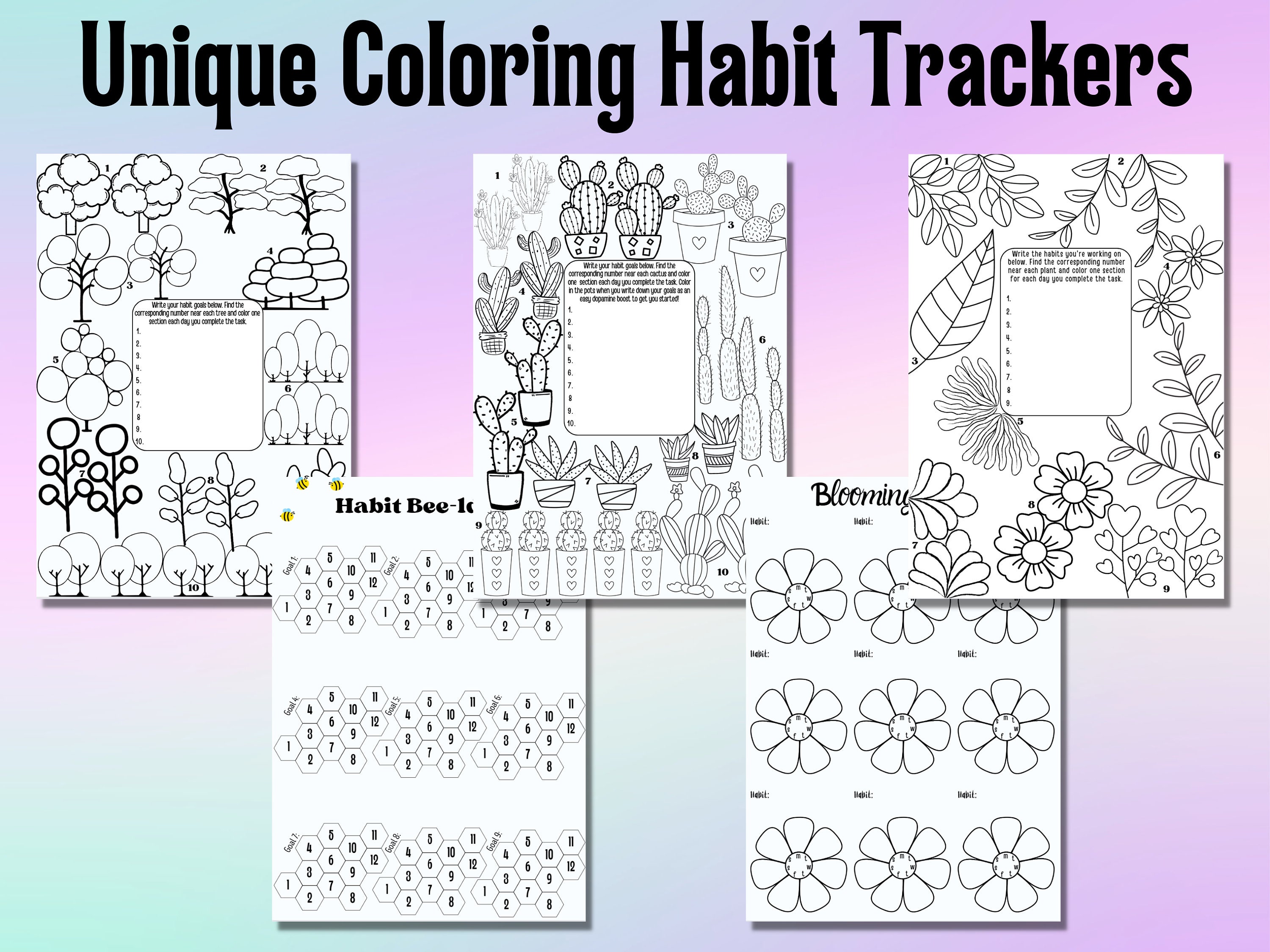 ADHD Habit Tracker Bundle Printable Habit Trackers 50 Page Bundle ADHD ADHD Habit Tracker Bundle Printable Habit Trackers 50 Page Bundle ADHD