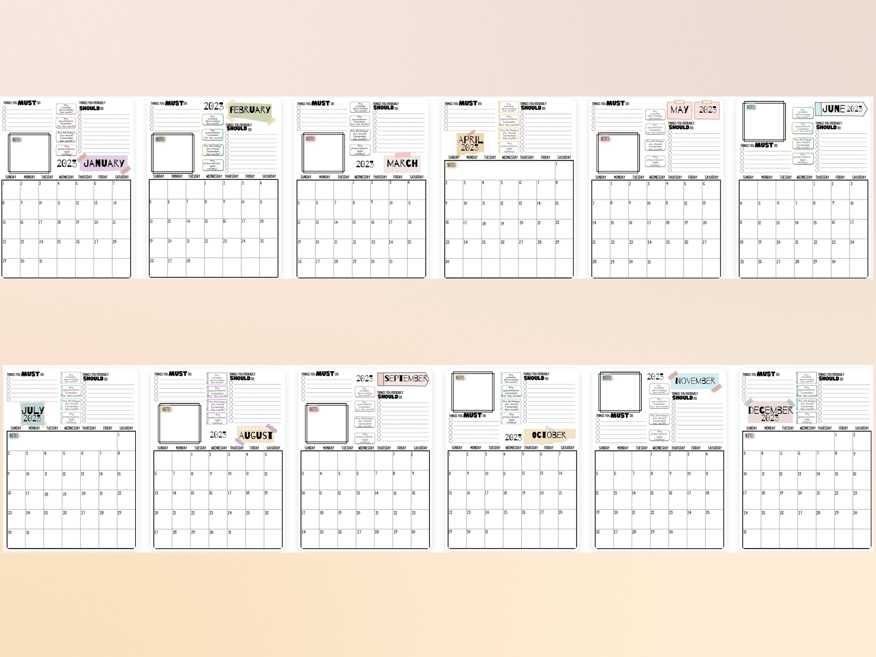 2023 ADHD Planner Printable ADHD Planner Print DWM Bundle 2023