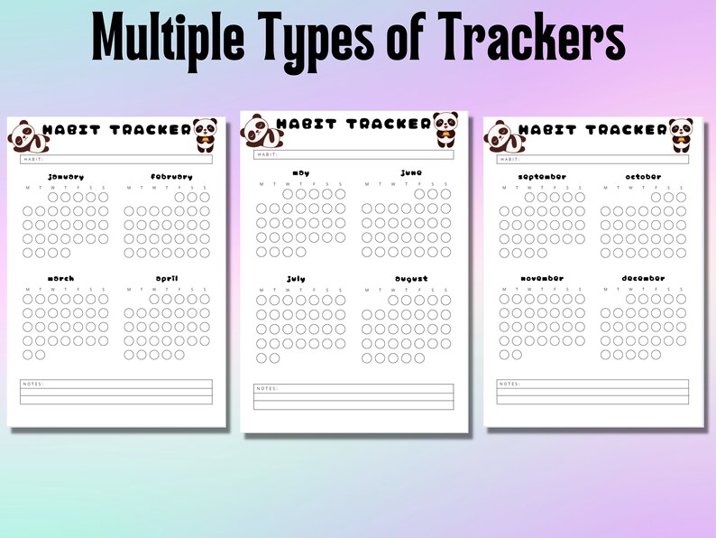 ADHD Habit Tracker Bundle Printable Habit Trackers 50+ Page Bundle