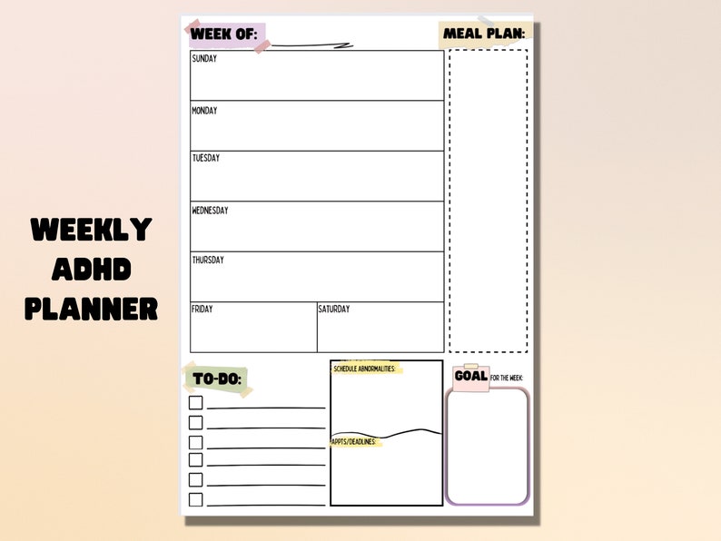 2023 ADHD Planner Printable ADHD Planner Print DWM Bundle 2023