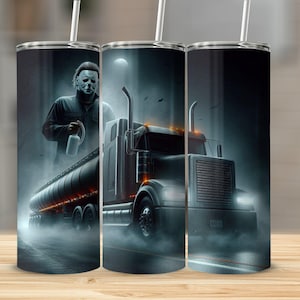 Halloween Horror Truck 20oz Tumbler, Spooky Seamless Wrap (Digital Download)