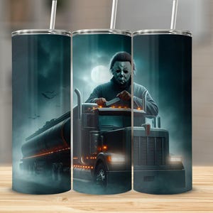 Spooky Halloween Tumbler, Horror Movie Truck Design (Digital Download)