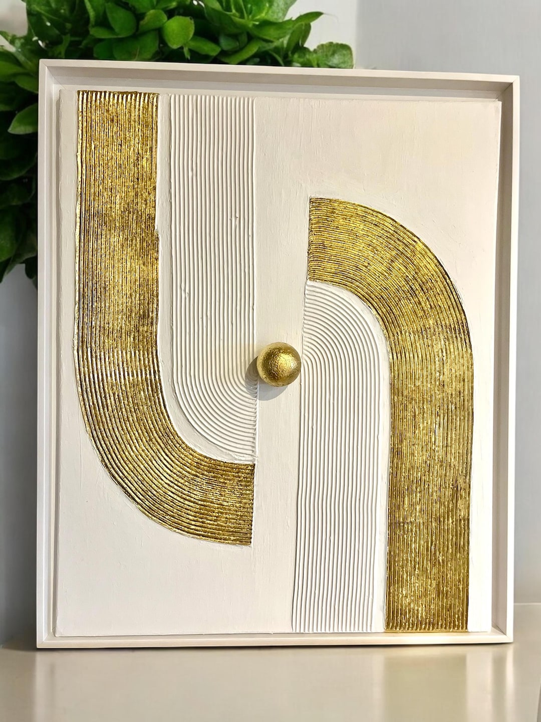 Gold Leaf Textured Abstract Painting, White and Gold Wall Art - Etsy