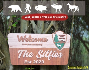 National Park Service Welcome Sign 3D - NPS Inspired Family Name Sign - Welcome To Our Adventure 3D, NPS, Camping Family, Camping Family