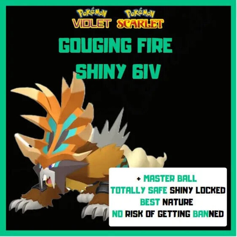GOUGING FIRE SHINY 6IV Rare Pokémon Scarlet and Violet Instant Delivery