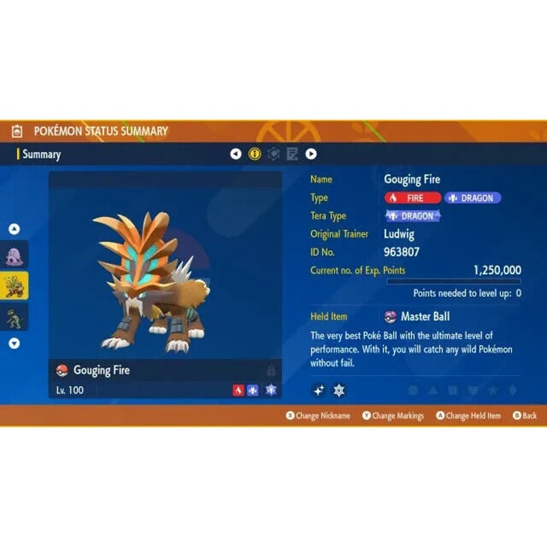 GOUGING FIRE SHINY 6IV Rare Pokémon Scarlet and Violet Instant Delivery