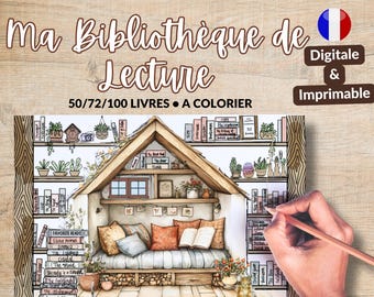 Journal de Lecture à Imprimer | Suivi de Livres Formaat Bibliothèque | Tracker-pdf lezen | Uitdagingslezing | Afdrukbare boekenplanktracker