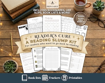 Reading Slump Reset Kit | Printable Reading Journal Bundle with Trackers & Book Lists | Book Lover Gift for Summer