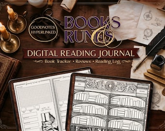Digital Reading Journal Goodnotes | Dark Academia Book Tracker iPad | TBR Planner Reading Log | 100+ Books | Poetcore Book Review Template