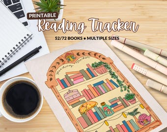 Afdrukbare boekenplank-leestracker Cosy Cottagecore-paddenstoelontwerp