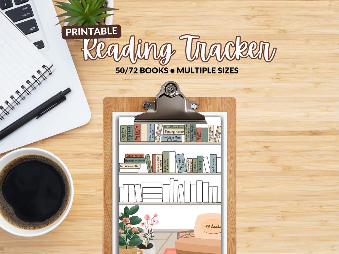 Reading Tracker Printable, Bookshelf Color in Book Log, Reading Journal ...