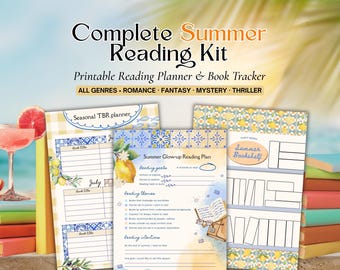 Printable Reading Journal Bundle | Summer Book Tracker, Reading Challenge Planner, TBR Planner, Bookish Printables PDF