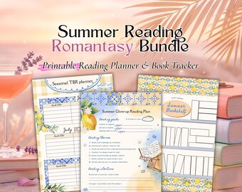 Summer Reading Journal Romantasy Bundle | Printable Reading Tracker Kit | Beach Read Planner PDF