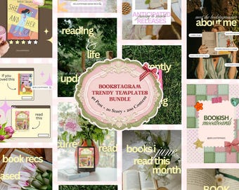 Modelli Canva per Bookstagram / Modelli per post e storie di Instagram / Estetica Coquette Y2K Matcha Fragola