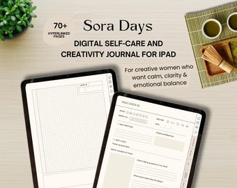 Digitaal zelfzorgdagboek, Japans minimalistisch, angstverlichting, dankbaarheidsdagboek Ipad Goodnotes