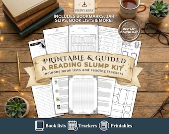 Reading Slump Reset Kit | Printable Trackers & Book Lists | Book Lover Gift for Summer | Instant Download