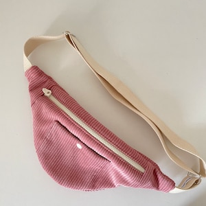 Sac banane velours vieux rose