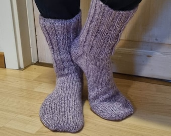 Hand knitted cozy wool socks - mixed colors