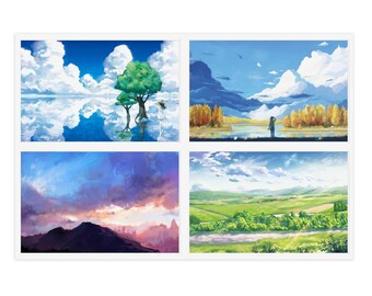 Anime landscape - Etsy México Anime landscape - Etsy México