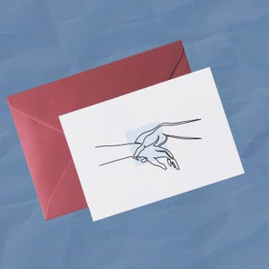 Hände halten One Line Kunstdruck A6 | Original Love Postkarte