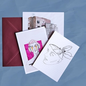 Lot de 3 cartes postales effrayantes | Impressions originales A6 | Petites oeuvres d'art étranges