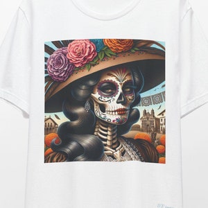 La Catrina Mexican Sugar Skull Girl Unisex Tee, Day of the Dead Shirt, Calavera Top, Dia de los Muertos Tshirt, Halloween Costume
