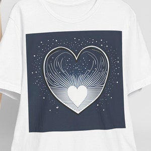 Heart Print Unisex Tee, Love Graphic T-Shirt, Minimalist Valentine&#39;s Shirt, Casual Hart Print Top, Simple Heart Design Tee