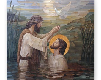 The Baptism of Jesus Christ /  El Bautismo de Jesucristo - Canvas Print, Religious Wall Decor, Home Decor, Wall Art, Religious Art