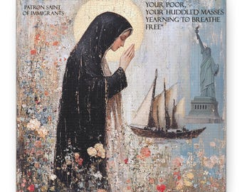 A Haven for the Weary - Saint Frances Cabrini / Un Refugio para los Cansados - Santa Francisca Cabrini --  Wall Art, Patron Saint, Immigrant