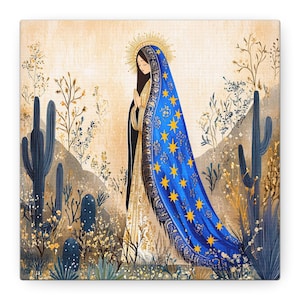 Virgin of Guadalupe Print: Celestial Cloak, Mexican Desert Art