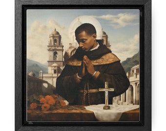 Saint Martín de Porres Prays / San Martín de Porres Ora / Sanctus Martinus de Porres Orat - Wall Art Canvas Home Decor Painting